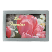 San Francisco belt buckles Pink Tulip Flowers