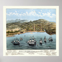 San Francisco, CA Panoramic Map - 1847 Poster