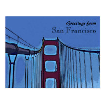 San Francisco golden gate bridge artistic postcard