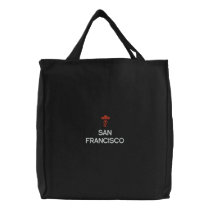 SAN FRANCISCO, SF BLACK TOTE CANVAS BAGS
