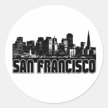 San Francisco Skyline Round Stickers