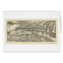 San Pedro, CA Panoramic Map - 1905 Greeting Cards