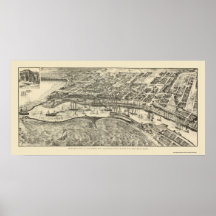 San Pedro, CA Panoramic Map - 1905 Print