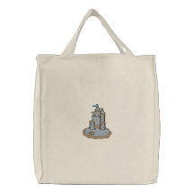 Sand Castle Tote Embroidered Bags