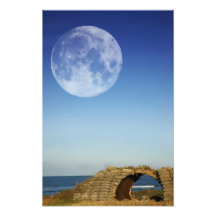 Sand Castles and the Moon Art Photo