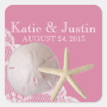 Sand Dollar and Starfish with Lace Pink Stickers