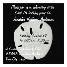 Sand Dollar Black and White Personalized Announcement
