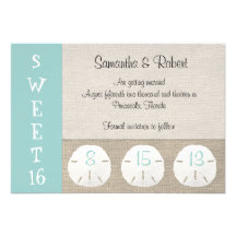 Sand Dollar & Burlap Sweet 16 Invitation