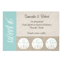 Sand Dollar & Burlap Sweet 16 Invitation