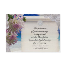 Sand Dollar & Lace Tropical Reception Card Custom Invitation