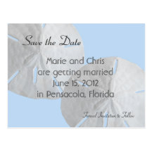 Sand Dollar Save the Date Beach Theme Wedding Postcards