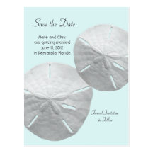 Sand Dollar Save the Date Beach Theme Wedding Postcards