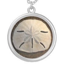 Sand Dollar Seashell Beach Silver Necklace Pendant