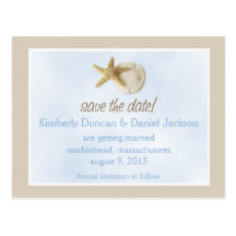 Sand Dollar & Starfish Save the Date Post Card