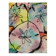 Sand Dollars Watercolor & Ink Art Postcard
