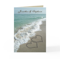 Sand Hearts on Beach w/Photo Save the Date Greeting Card