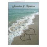 Sand Hearts on Beach w/Photo Save the Date Greeting Card