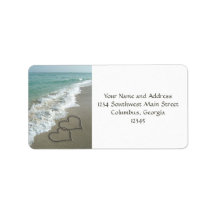 Sand Hearts on the Beach Custom Address Labels
