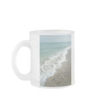 Sand Writing on the Beach, I Love You Mug