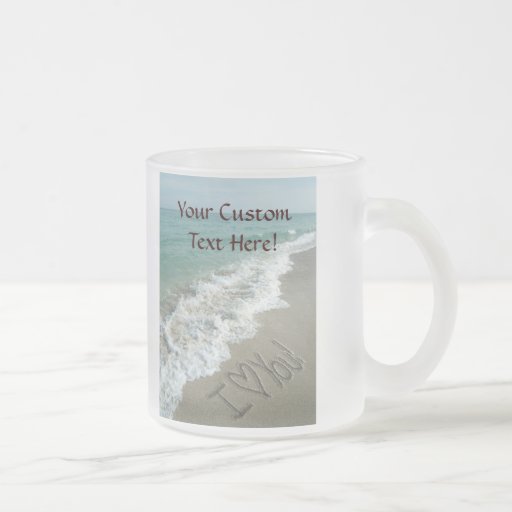 Sand Writing on the Beach, I Love You Mug
