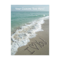Sand Writing on the Beach, I Love You Post Card