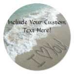 Sand Writing on the Beach, I Love You Stickers