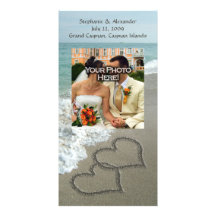 Sand Writing on the Beach, Interlocking Hearts Photo Greeting Card