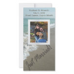 Sand Writing on the Beach, Just Married photo cards