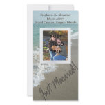 Sand Writing on the Beach, Just Married photo cards