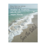 Sand Writing on the Beach Save the Date Postcard postcards