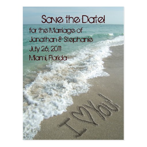 Sand Writing on the Beach Save the Date Postcard