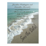 Sand Writing on the Beach Save the Date Postcard