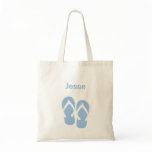 Sandals flip flop summer blue custom name tote bag