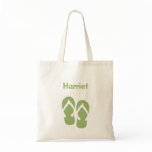 Sandals flip flop summer green custom tote bag