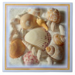 Sandy Beach, Tropical Seashells Ceramic Tile