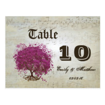 Sangria Heart Leaf Tree Table Number Postcard