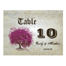 Sangria Heart Leaf Tree Table Number Postcards