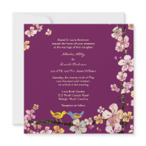 Sangria Love Birds Romantic Floral Formal Wedding Invitations