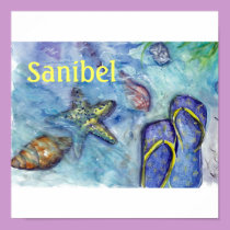 Sanibel Sandals watercolor posters