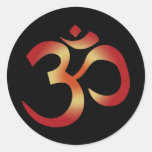 Sanskrit Om in Sunset Colours Round Sticker
