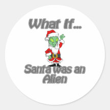 santa alien round stickers