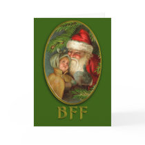 Santa and Child BFF Vintage Art Christmas Cards