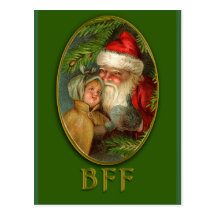 Santa and Child BFF Vintage Art Christmas Cards Postcards