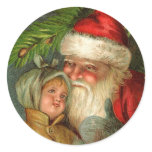 Santa and Child BFF Vintage Art Christmas Cards Stickers
