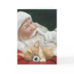 Santa and Corgi Pup Christmas Greeting Card