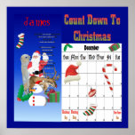 Santa and Friends 2 Countdown To Christmas Print