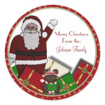 Santa and presents Christmas Labels Round Stickers