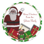 Santa and presents Christmas Labels Stickers