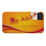 Santa and Reindeer Abstract Silhouette iPhone 4 Cases