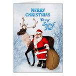 Santa and reindeer Christmas card for secret pal